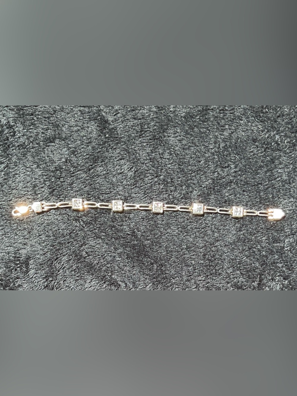 Gorgeous Solid Sterling Silver Square Cubic Zirconia Link Bracelet